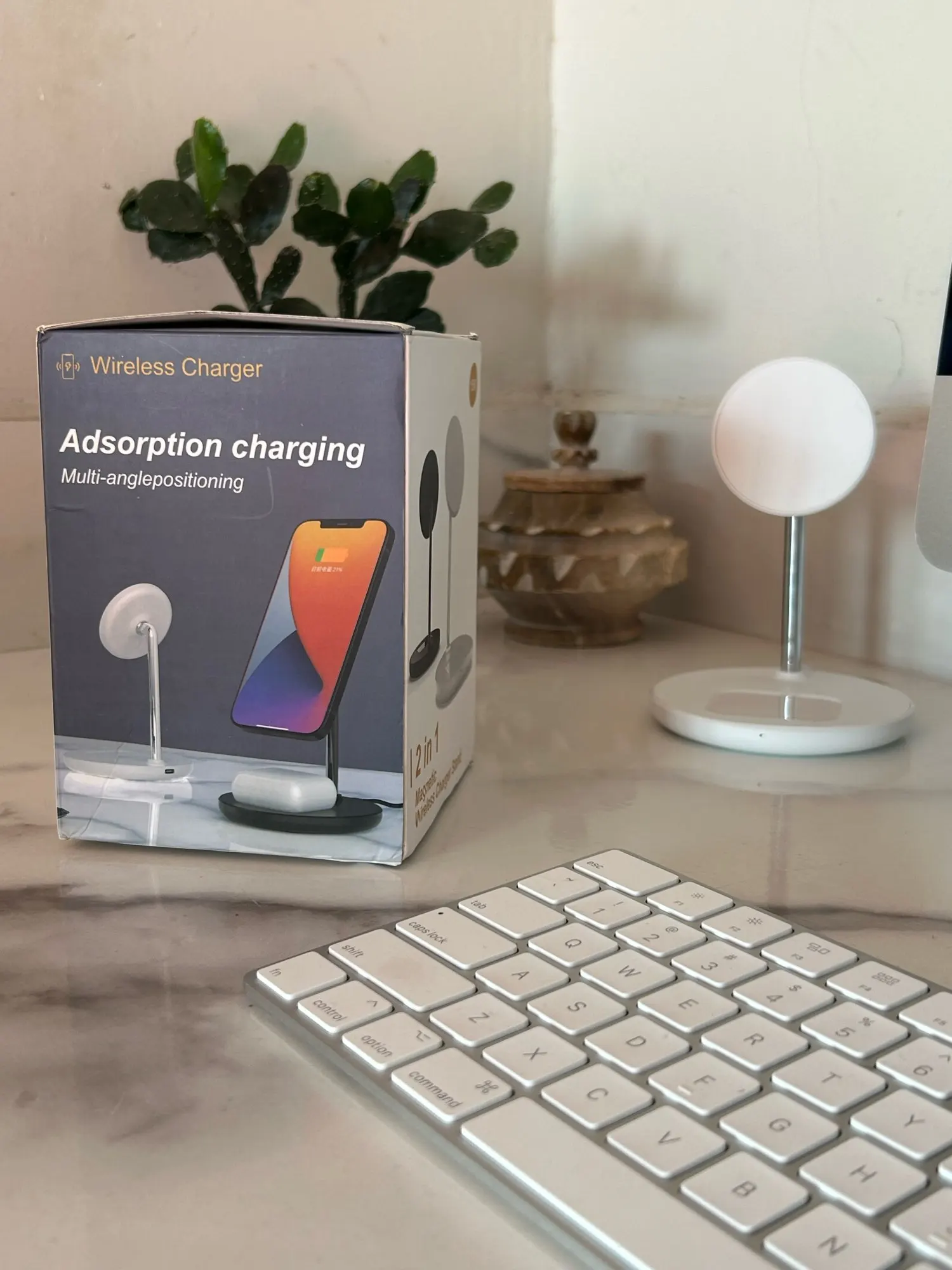 Description Picture 2 of itemStrong Magnetic Phone Holder Charging For iPhone 15/14 Plus/13/12 15W Magcafe Wireless Charger 2 in 1 Station for Airpods Pro 2