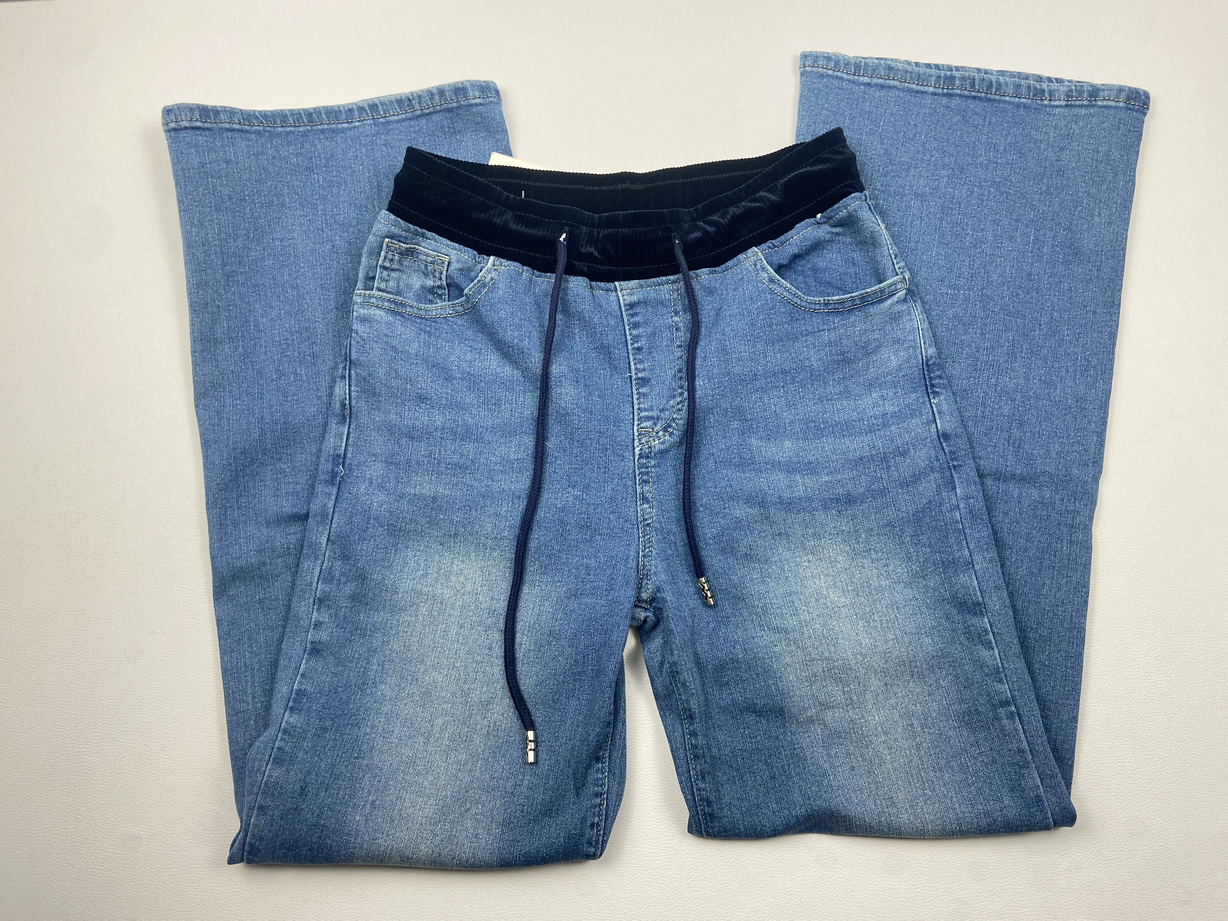 Description Picture 4 of itemOversize 34 Casual Baggy Jeans Women Elastic High Waist Vintage Wide Leg Vaqueros Spring Denim Pants Lace Up Straight Pantalones