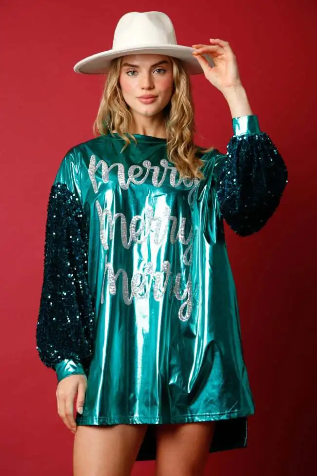 Description Picture 5 of item2024 New Personalized Street Dress Fashionable Round Neck Long Sleeve Loose Sequined Christmas Party Printed Dress