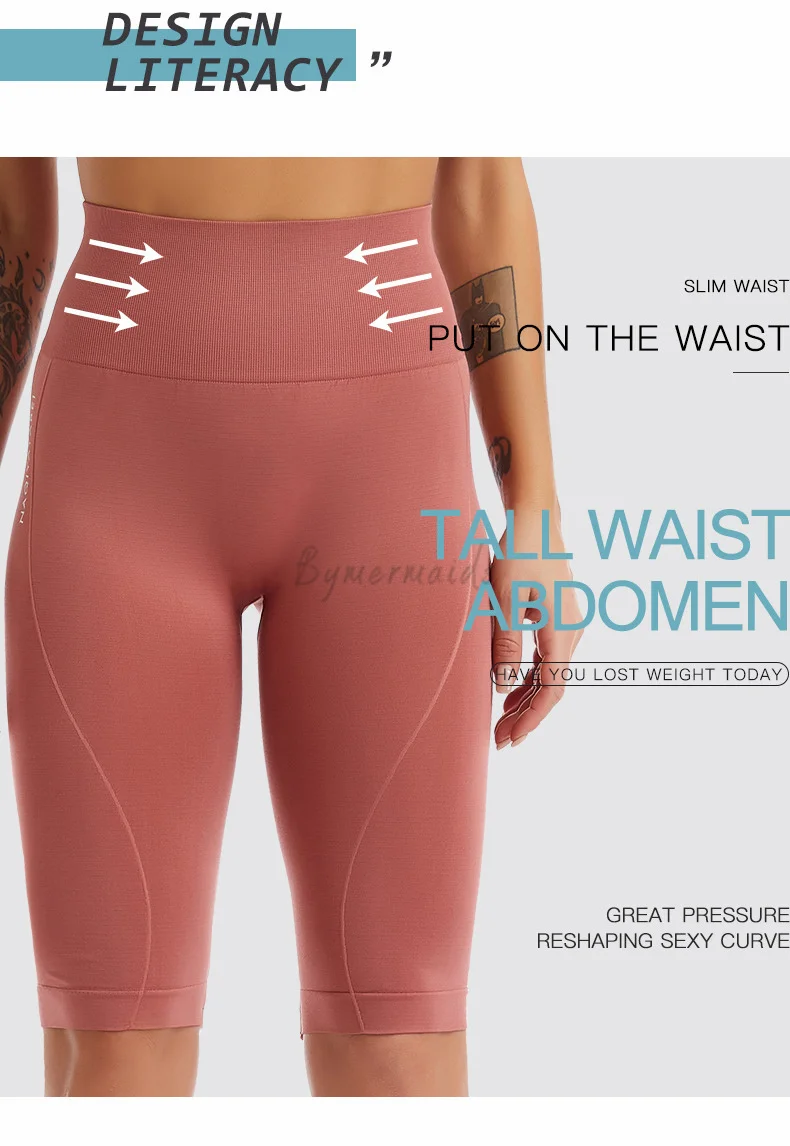 Description Picture 5 of itemBymermaids Fitness Yoga Shorts High Waist Seamless Running Sports Shorts Sexy Peach Butt Push Up Leggings Women's Cycling Shorts