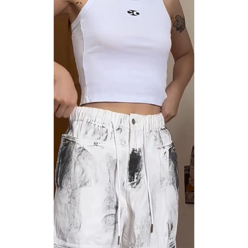 Description Picture 4 of itemWomen's White Cargo Jeans Y2k 90s Vintage High Waist Wide Leg Denim Trousers Harajuku Baggy Jean Pants 2000s Trashy Clothes 2023