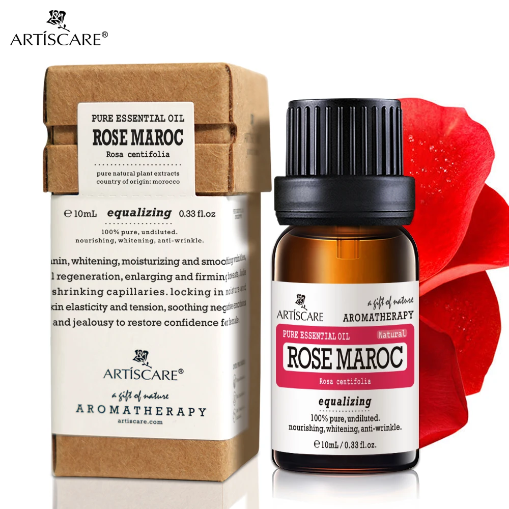 ARTISCARE 100% Rose Essential Oil 10ml Moisturize and Hydrating Whitening Massage oils Skin Care Facial Morocco Pure Rose oil
