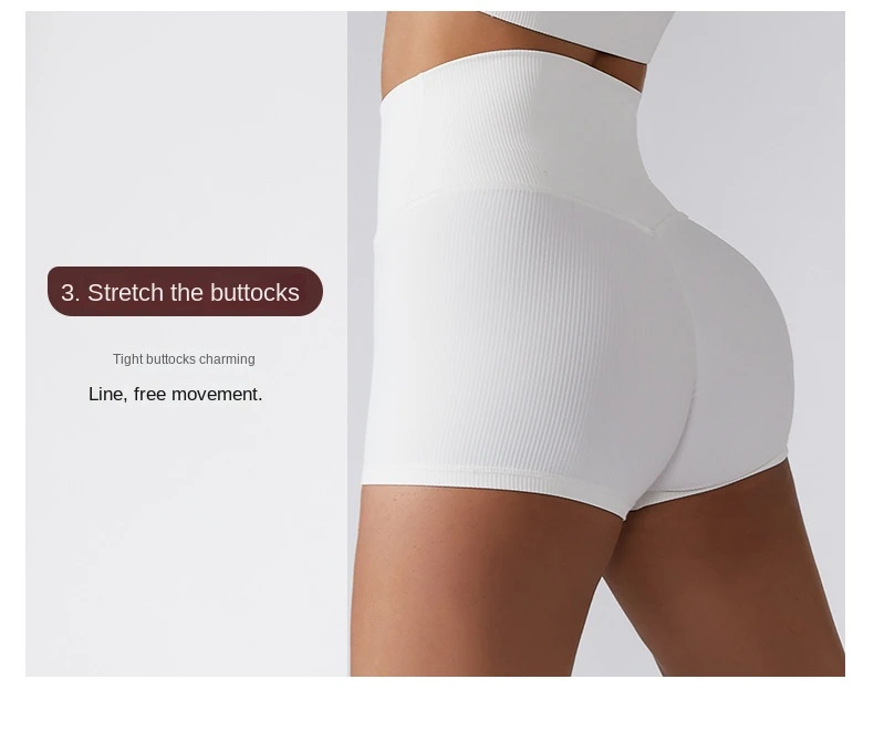 Description Picture 4 of itemSeamless Women High Waist Yoga Shorts Gym Fitness Solid Color Push Up Tight Running Yoga Pants Quick Dry Training Sporty Clothes