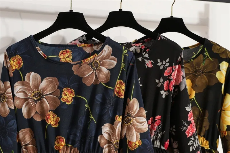 Description Picture 6 of itemWomen Long Dresses Sping Autumn Bohemian Casual Full Sleeve High Waist Beach Woman Chiffon Dresses Floral Vestidoes Maxi Dress