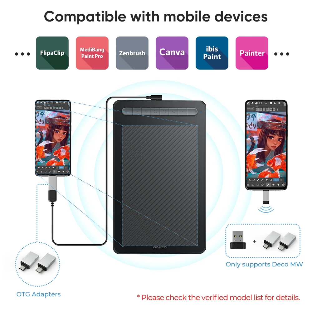 Description Picture 3 of itemXPPen Deco M&MW Wireless Bluetooth Digital Graphic Tablet Drawing Tablet Pen Tablet Support Windows Mac Android Chrome OS/ Linux