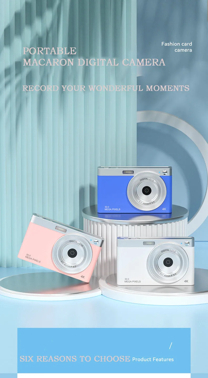 Portable Digital Camera HD Camera Micro SLR Camera 4K Video 50MP CCD Retro VLOG 2.88In IPS Screen Auto Focus Selfie Camera