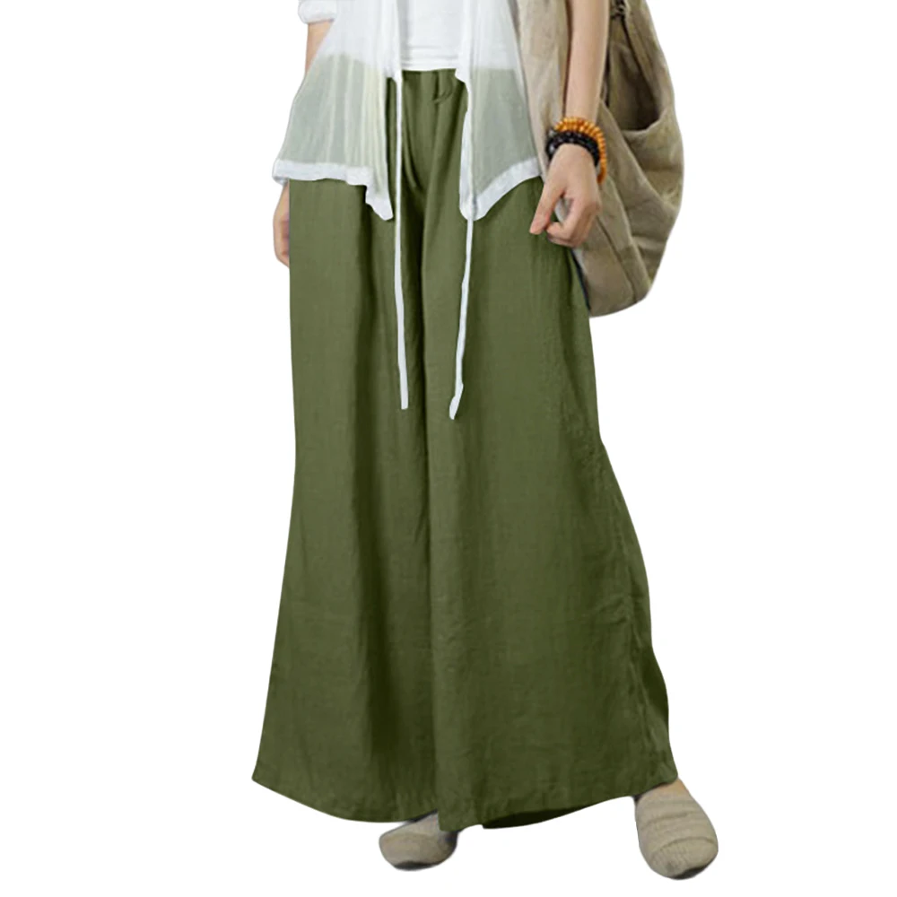 Description Picture 5 of itemPlus Size Oversized Womens Autumn Winter Casual Cotton Linen Baggy Wide Leg Solid Pants Ladies Loose Palazzo Trousers For Female