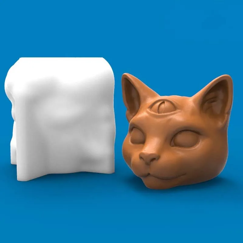 Description Picture 3 of itemLarge Three-eyes Cat Candle Silicone Mold Handmade Aromatherapy Plaster Resin Soap Making Tool Diy Chocolate Ice Cake Baking Kit