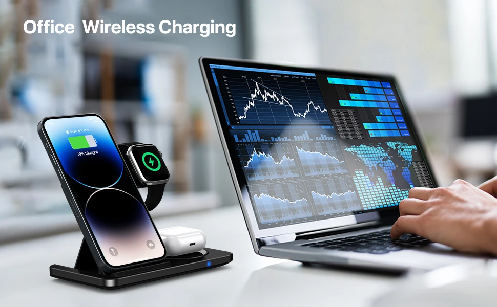 Description Picture 4 of item3 in 1 Wireless Chargers Stand For iPhone 14 13 12 11 XS XR X 8 Fast Charging Dock Station For Airpods Pro Apple Watch 7 Charger