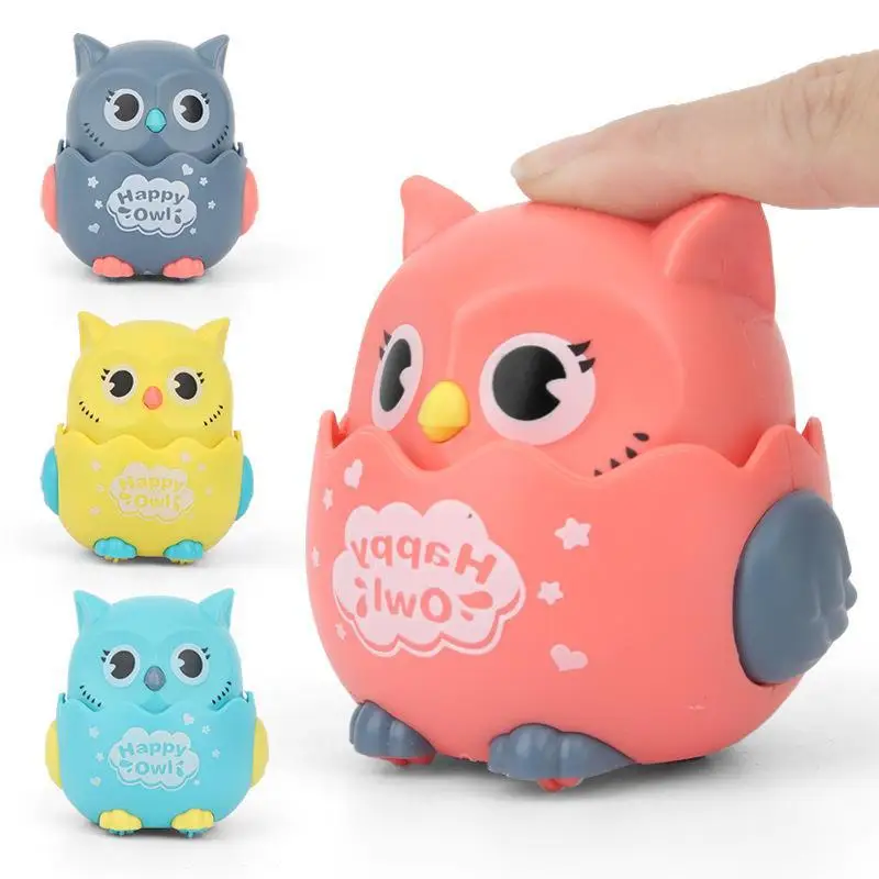 Cute Owl Snail Shaped Pet Toys Press Mechanical Sliding Funny Classic Wind Up Toys for Small Midum Puppy Cat Dogs Plastic Gift