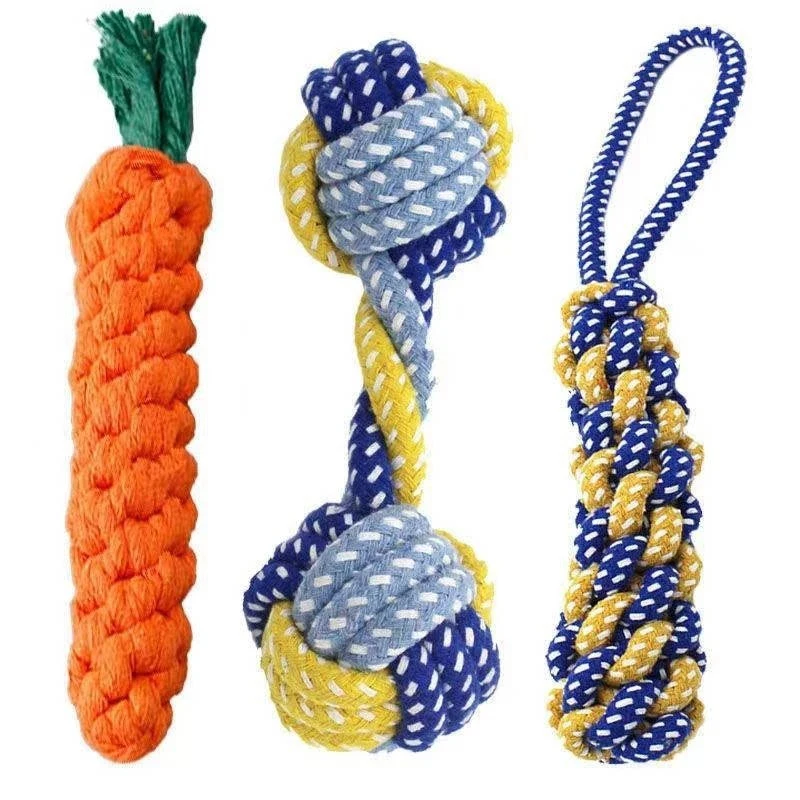 Description Picture 4 of item1 PCS Dog Carrot Toy Stuffed Cotton Rope For Pet Cleaning Teeth Durable Chew Toy Cat Resistant Braided Training Toy Pet Supplies