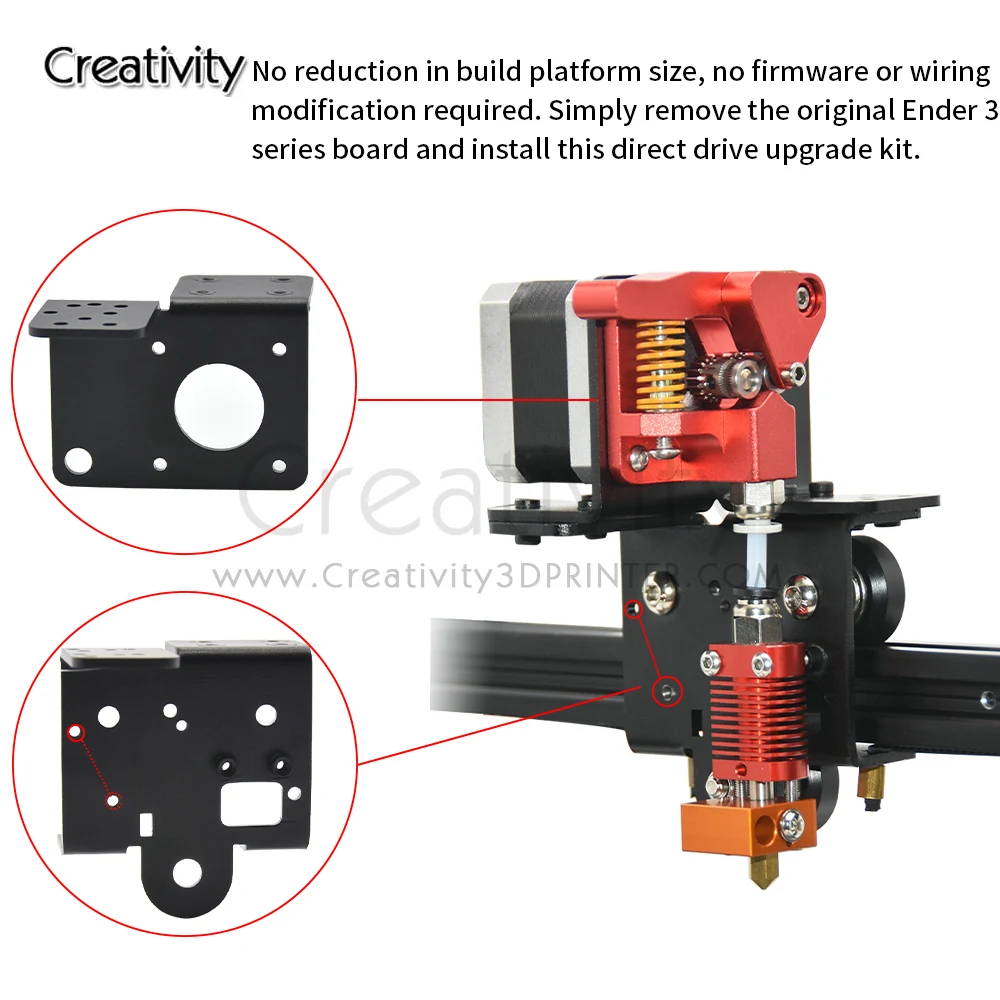 Description Picture 5 of item3D Printer Parts Ender 3 Direct Drive Upgrade Kit Aluminum Sheet Metal Conversion Bracket for Dual Gear/Bowden/TITAN Extruder