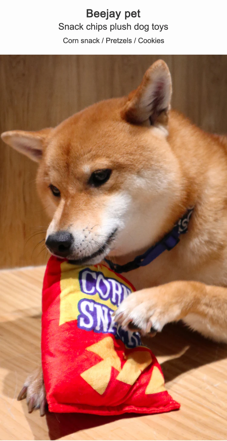 Description Picture 6 of itemSqueaky Dogs Toy Potato Chips Bag Shaped Dog Chew Toys Soft Plush Interactive Doggy Cats Toys Plaything Pet Dog Accessories