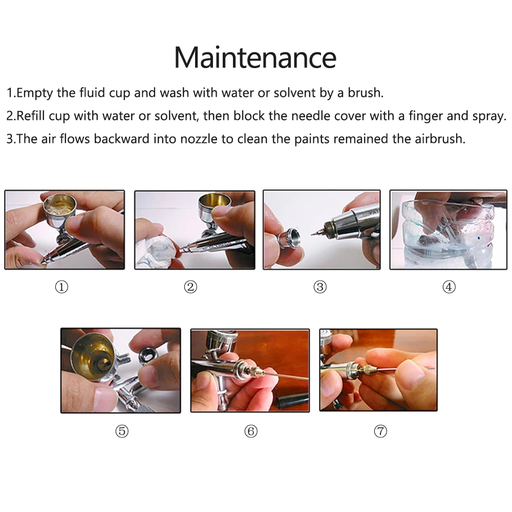 0.35mm Siphon Feed Dual-action Airbrush Kit Set Spray Gun with 5cc & 22cc Fluid Cup for Art Craft Painting Nail Art Tattoo Cake