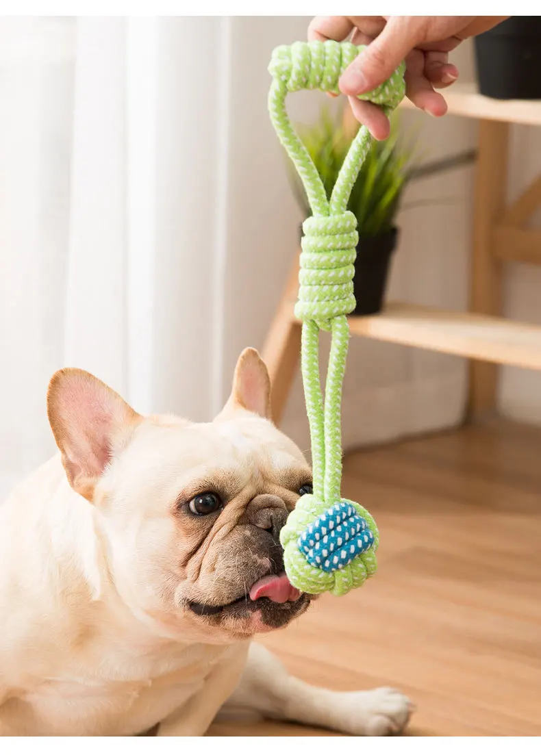 Description Picture 3 of itemDog grinding teeth to relieve depression, knot toy, dog biting rope set, puppy size dog toy ball