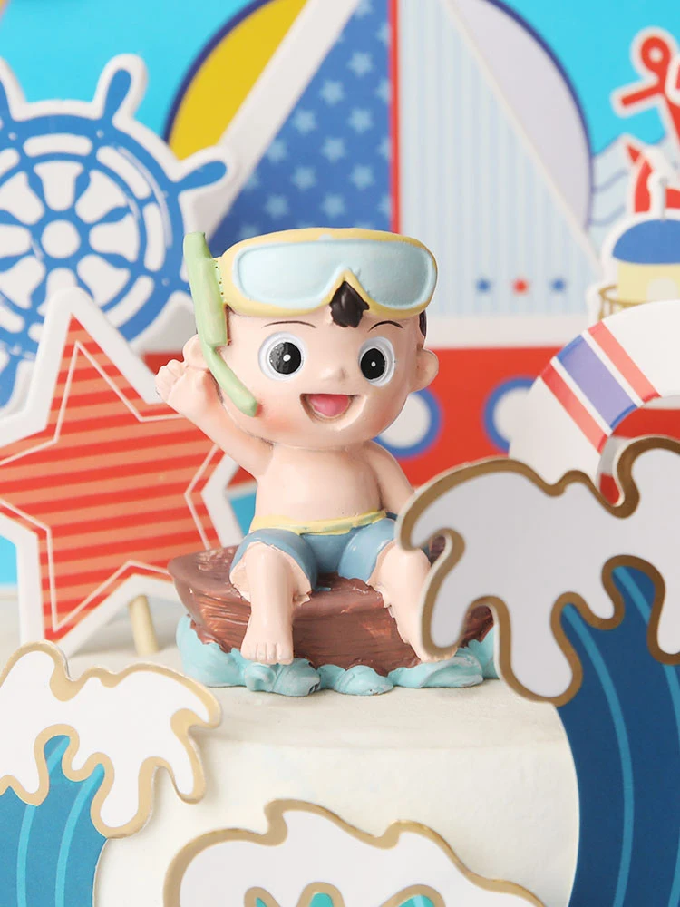 Description Picture 3 of itemSailing goggles boy summer Decoration Happy Birthday ship anchor Cake Toppers for Children Kid Boy Party Supplies Lovely Gifts