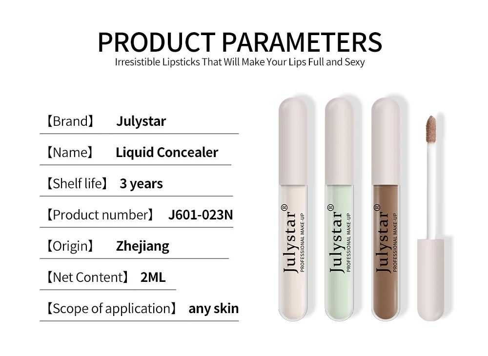 Description Picture 5 of itemJulystar 6 Color Concealer Waterproof Moisturize Oil Control Liquid Concealer Speckle Tattoo Cover Up for All Skin Type Cosmetic