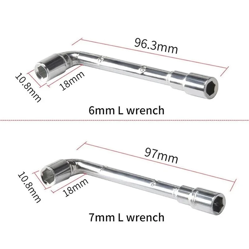 3PCS 6mm 7mm L-Shaped Hexagonal Wrench Tool for Fixed Mk8 Ender 3 E3D Brass Nozzle & Copper Wire Toothbrush For 3D Printer