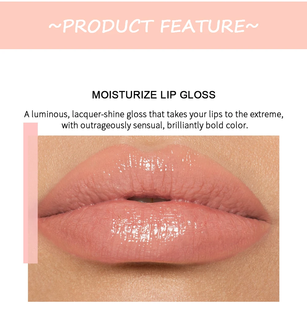 Description Picture 4 of itemPearlescent Crystal Jelly Lip Gloss Shiny Clear Mirror Moisturizing Lip Gloss Glitter Liquid Lipsticks Lip Oil Lip Tint Makeup