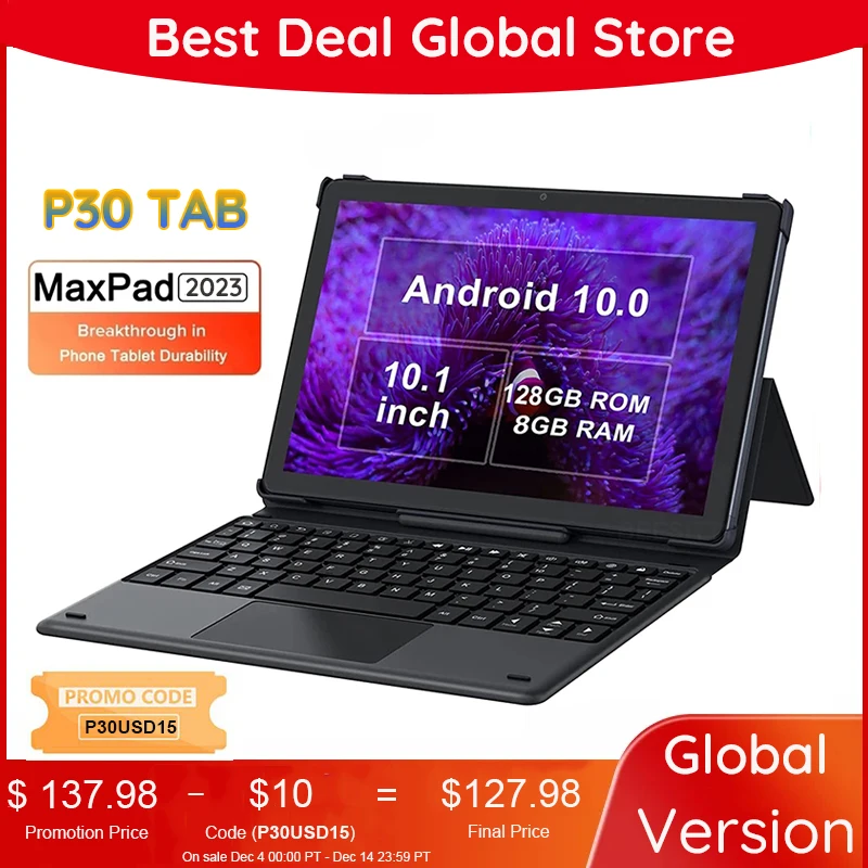 2023 Newest 2 IN 1 Maxpad P30 10 Inch 1920*1200 IPS Android 10.0 OS 8GB+128GB 13/5MP Camera Bluetooth 4G LTE Tablet PC планшет