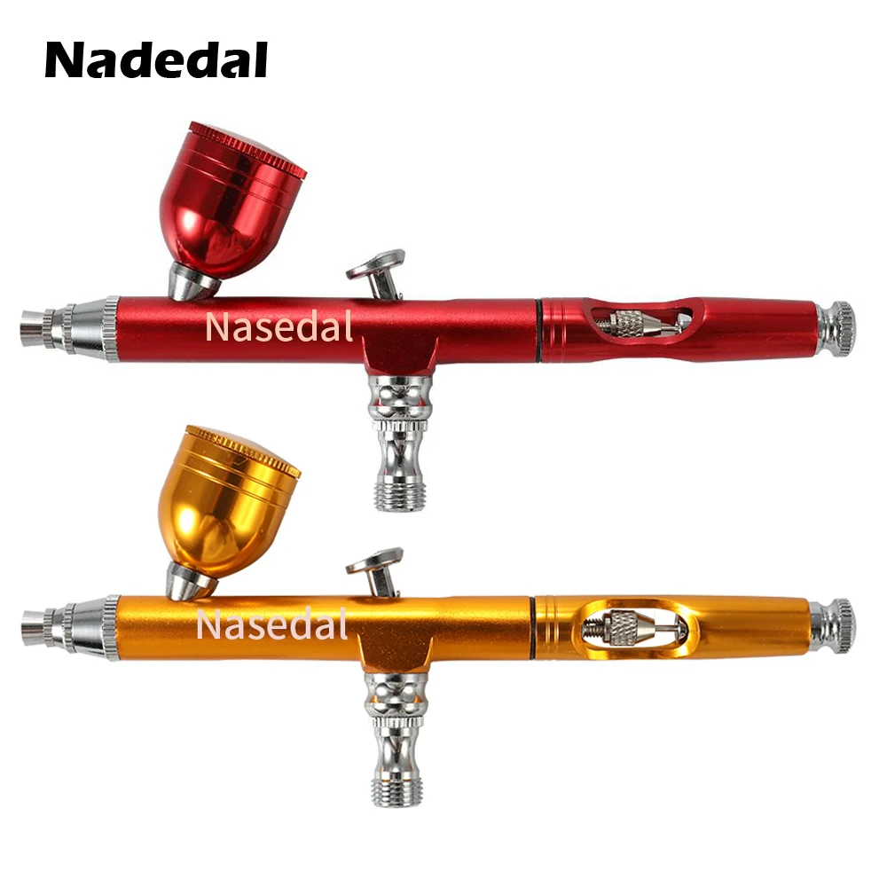 Description Picture 2 of itemAirbrush Dual Action Gravity Feed 0.3mm Nozzle Spray Gun Red/Gold Cake Decorating Brushes For Nail Manicure With Wrench Straw