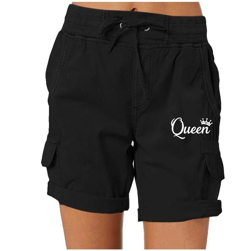 Description Picture 6 of itemNew Queen Women's Fashion Summer Casual Shorts Solid Color Loose High Waist Shorts Wide Leg Pants Plus Size Shorts S-3XL
