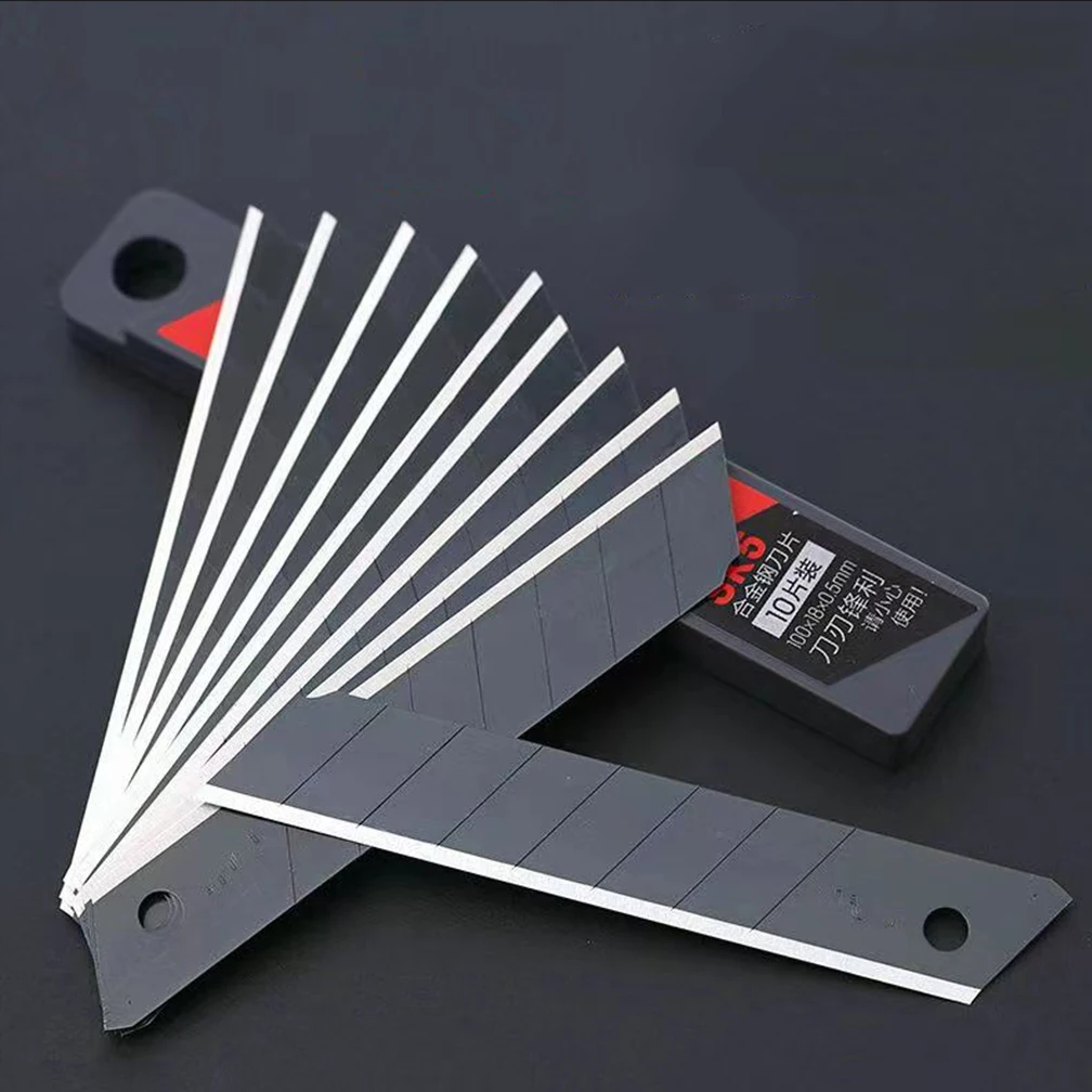 Description Picture 4 of item10PCS/1Box 25MM Knife Blade for Utility Knife Replacement Blade Home School Art Handicraft Paper Box Cutting Knifes Carbon Steel