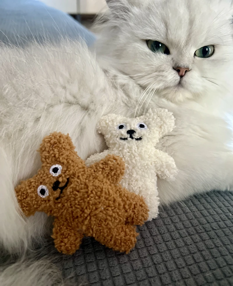 Description Picture 5 of itemWhite & Brown Fleece Bears Cat Plush Toys Cat Toys With Catmint Fillings (A5206)