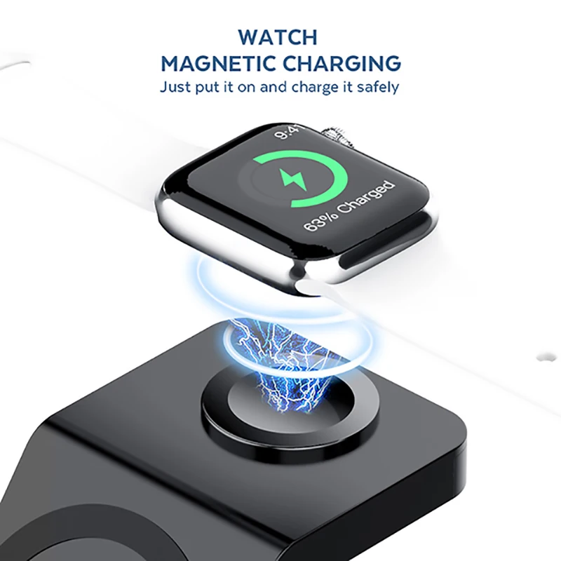 3 in 1 Magnetic Wireless Charger Stand Qi Fast Charging Induction Charger For iPhone 12 13 Pro Max Mini Apple Watch 7 6 AirPods