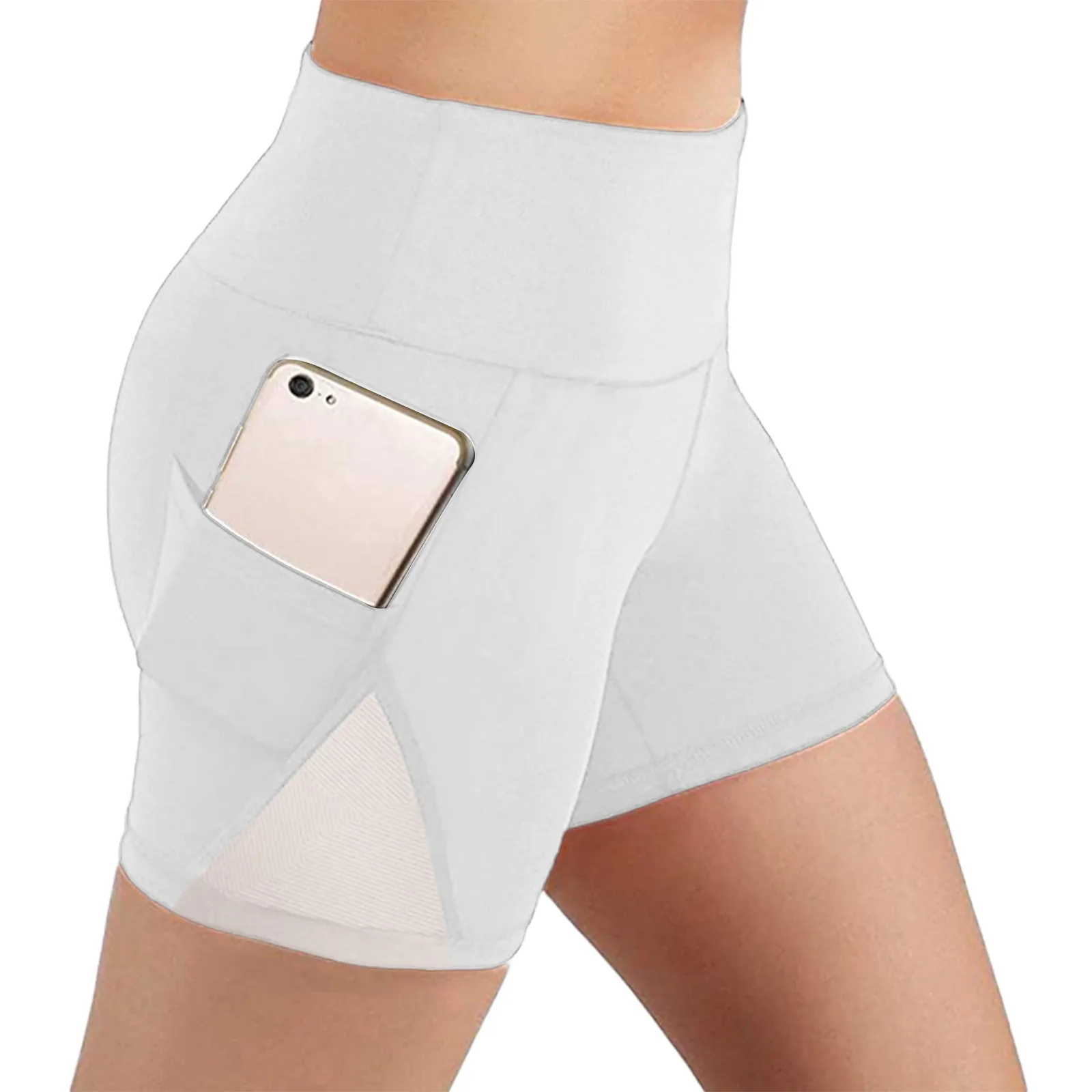 Women High Waist Yoga Shorts With Side Pockets Workout Running Compression Athletic Biker Dress Pants Women Business Casual