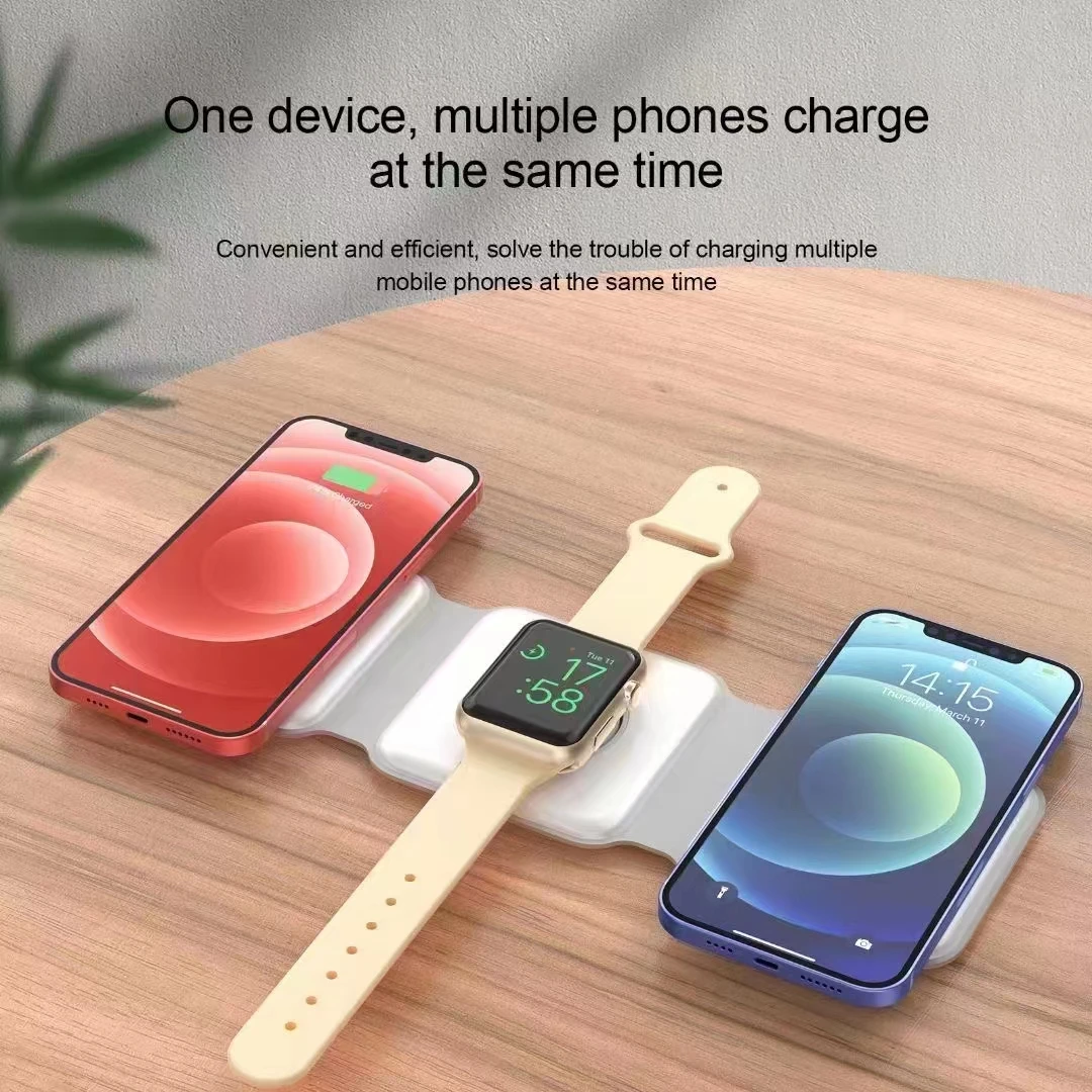 Description Picture 2 of itemRoukyrss 15W mobile phone watch three-in-one magnetic wireless charging magsafe two-way charging folding stand wireless charger