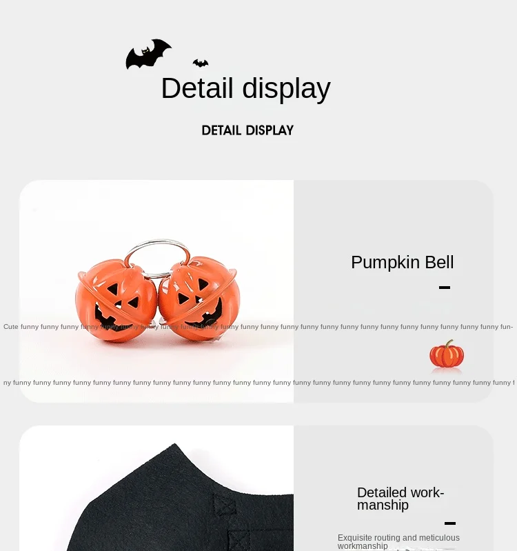 Description Picture 4 of itemHalloween Pet Costume Cat Clothes Dog Costumes Pet Clothes Bat Wings Bell Chest Strap Creative Cat Dog Bat Wings Transformation