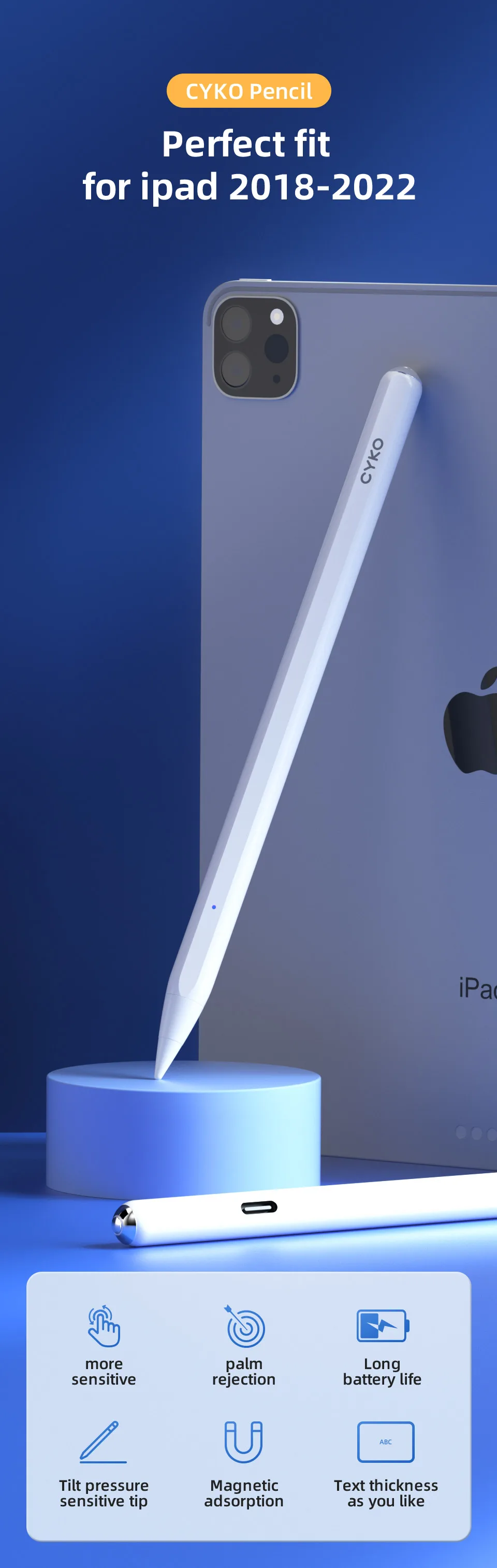 Description Picture 2 of itemFor iPad Pencil with Palm Rejection,Stylus Pen for Apple Pencil 2 1 iPad Pen Pro 11 12.9 2021 2018 Mini 6 Air 4 7th 8th애플펜슬