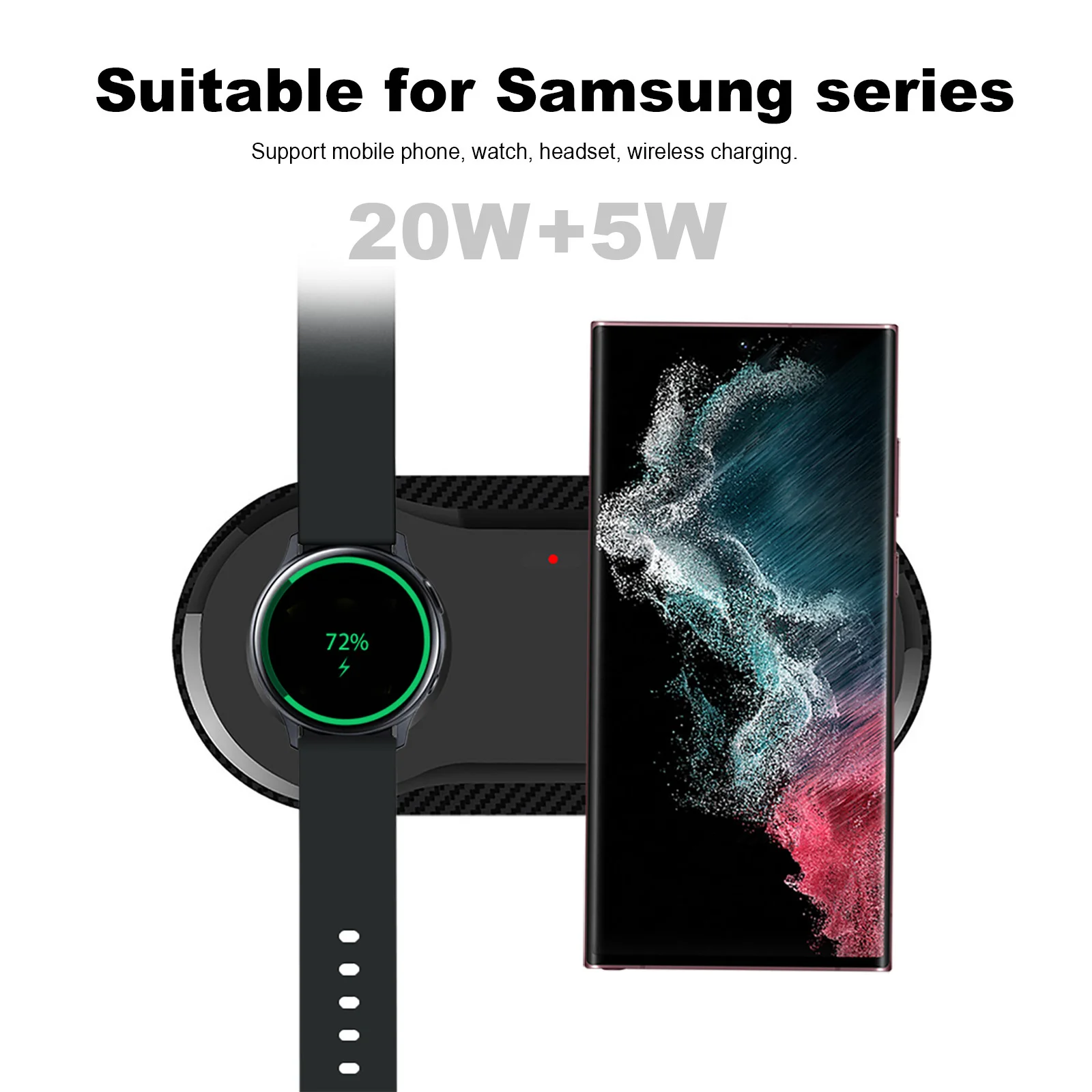 Description Picture 3 of item2 in 1 Wireless Charging Pad for Samsung S22/+/Ultra/S21/S20/Z Flip Fold 4/3 20W Dual Charger Station for Galaxy Watch 5/4 Buds