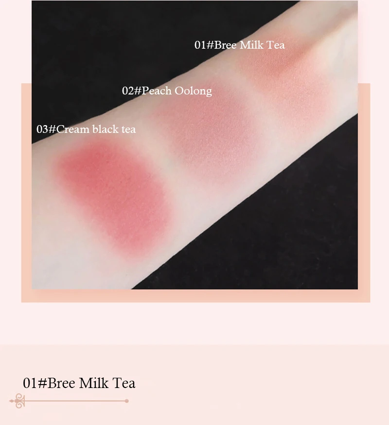 3 In 1 Milk Tea Blush Peach Pallete 3 Colors Face Mineral Pigment Cheek Blusher Powder Makeup Contour Shadow Blush with Brush