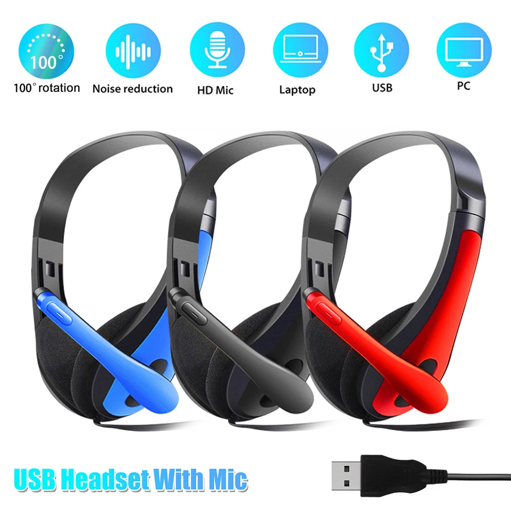 Play noise-canceling microphone wired headset universal USB gaming headset for PC/laptop