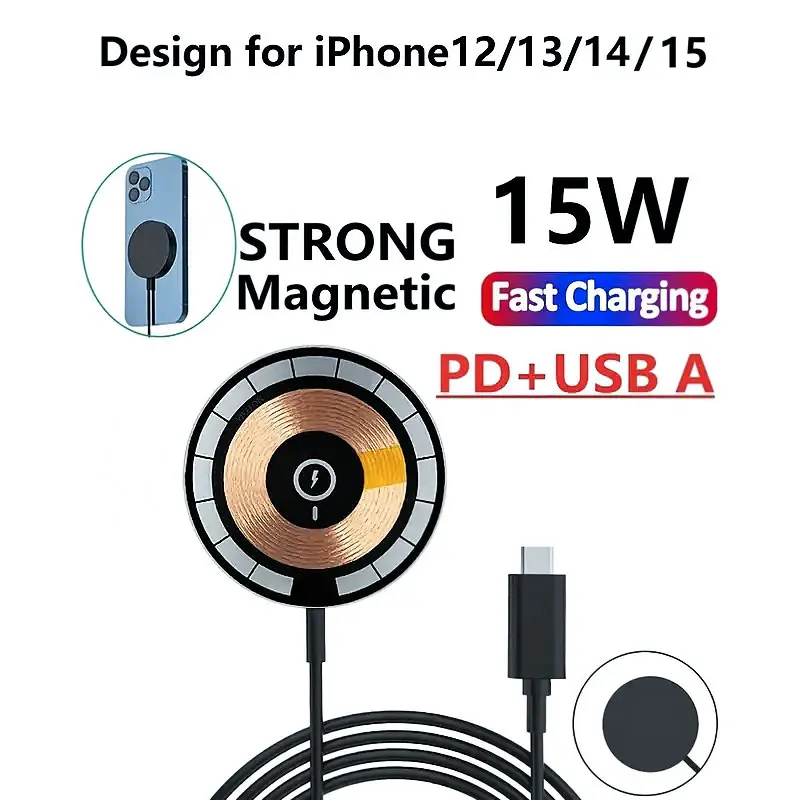 Description Picture 3 of itemMagnetic Wireless Charger Apple 15 14 13 12promax Android Samsung S22 S23 Mobile PD15W