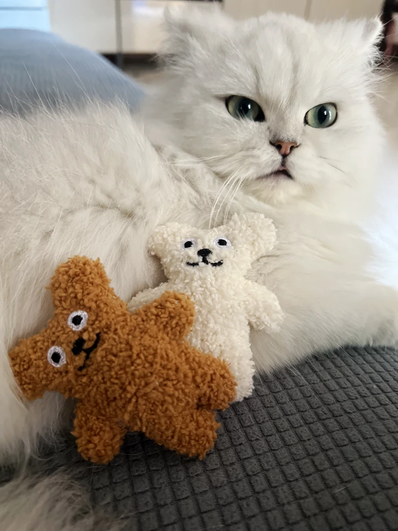 Description Picture 3 of itemWhite & Brown Fleece Bears Cat Plush Toys Cat Toys With Catmint Fillings (A5206)