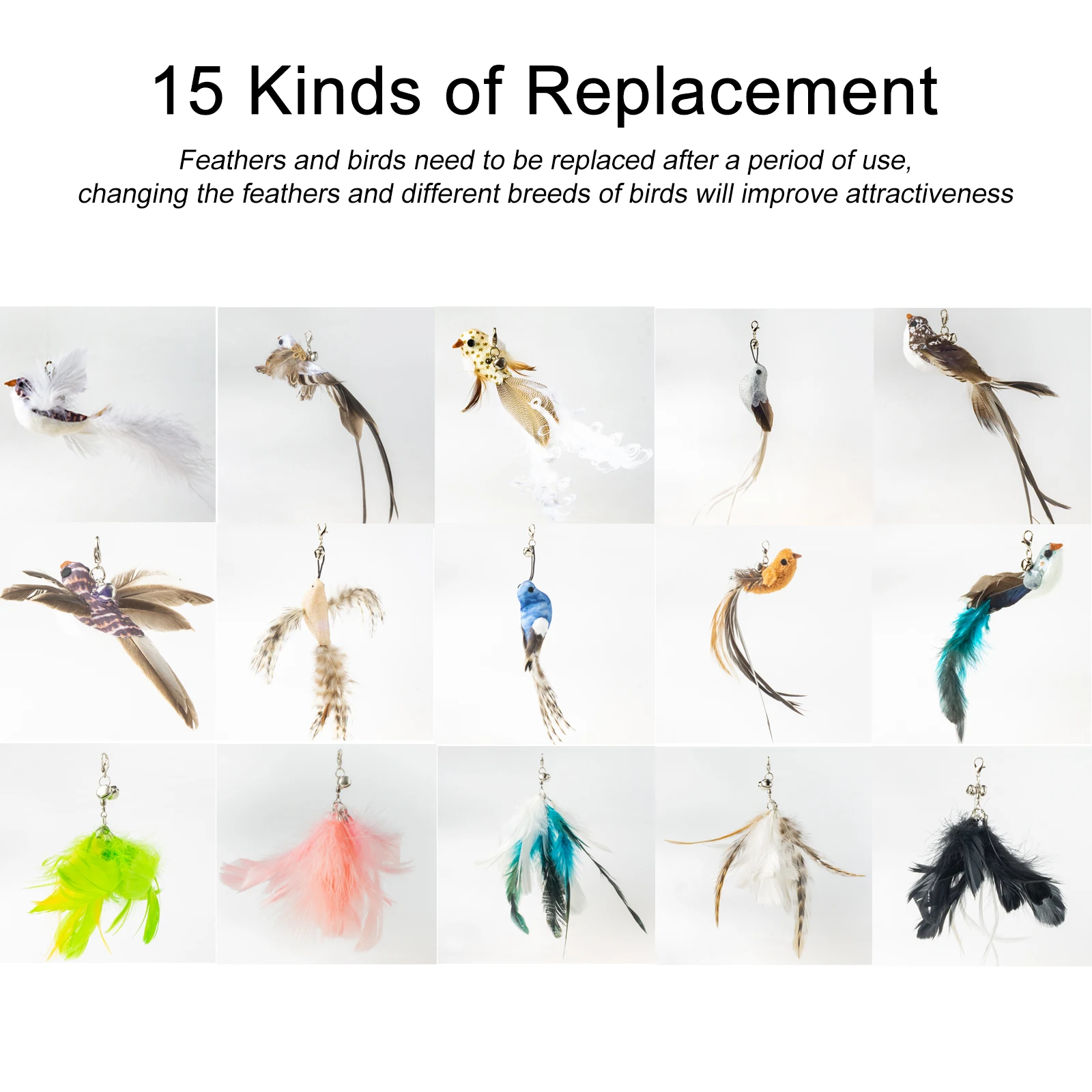 Description Picture 3 of itemInteractive Cat Toy Handfree Cat Stick Playing Kitten Playing Teaser Wand Toy Suction Cup Bird/Feather Cat Wand Pet Supplies