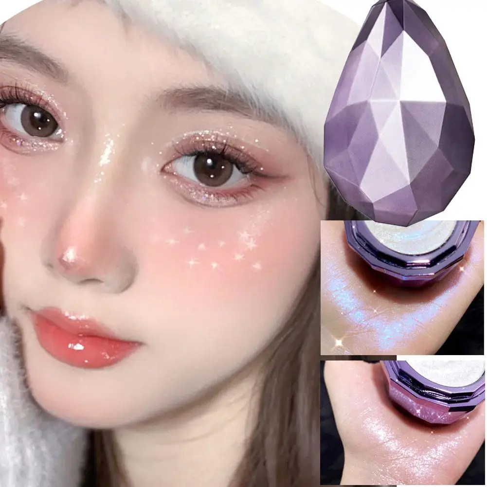 Description Picture 2 of itemMonochrome Diamond Glitter Highlighter Palette Makeup Face and Body Brighten Pearlescent White Polarized Purple Highlight Makeup