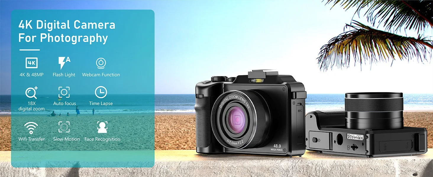 Description Picture 2 of itemKOMERY Dual Lens Digital Photography Camera 4K WIFI Webcam Camera Vintage Vlog Video Recorder YouTube 48MP Camcorder DIY Shells