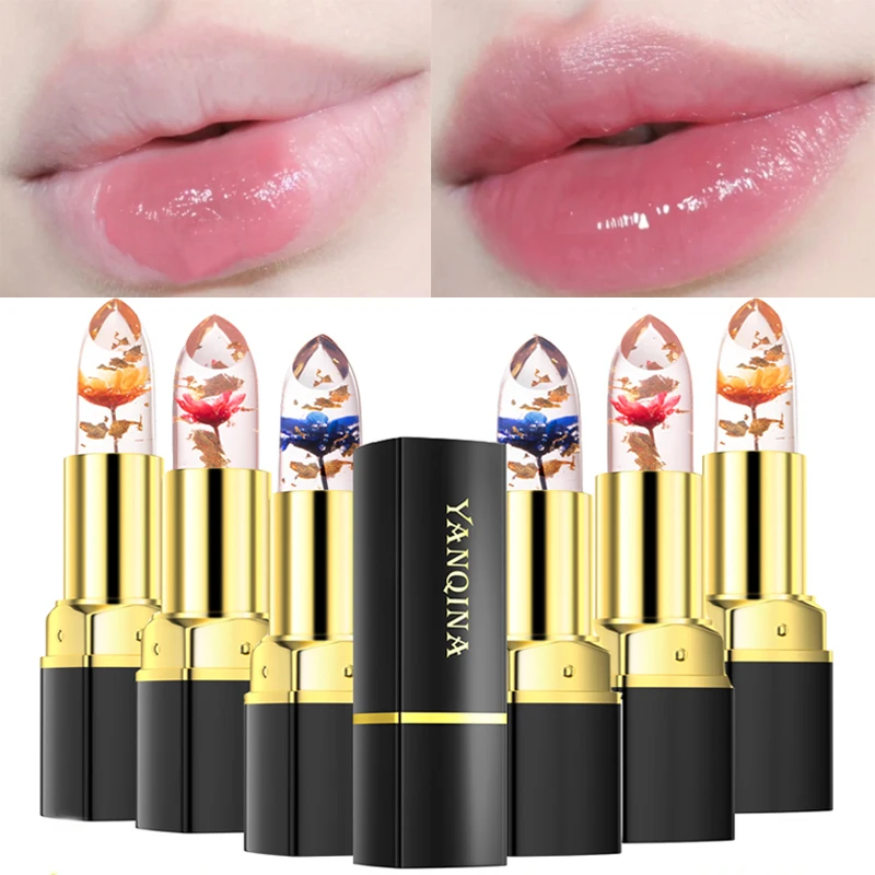 Flower Jelly Flower Lipstick Color Change Waterproof Long Lasting Moisturizer Lip Balm Lips Care Women Lips Cosmetics 6 Colors