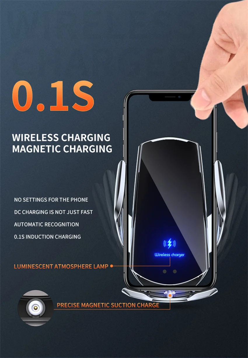Description Picture 3 of item30W Car Wireless Charger Magnetic Automatic Car Mount Phone Holder For iPhone Samsung Iconic Brand Infrared Induction Fast Charging