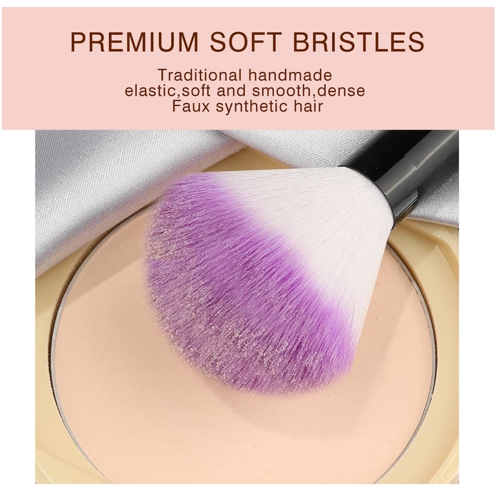 Description Picture 3 of itemPurple Makeup Brushes Set Foundation Blush Powder Eyeshadow Lip Blending Makeup brush beauty tool Cosmetic with 2 Podwer Puff
