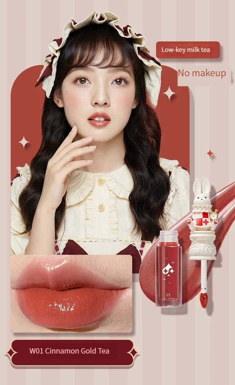 Description Picture 4 of itemCute Rumor Rabbit Rabbit Lip Glaze Mirror Water Light Moisturizing Lip Gloss Mud Matte Velvet Lipstick