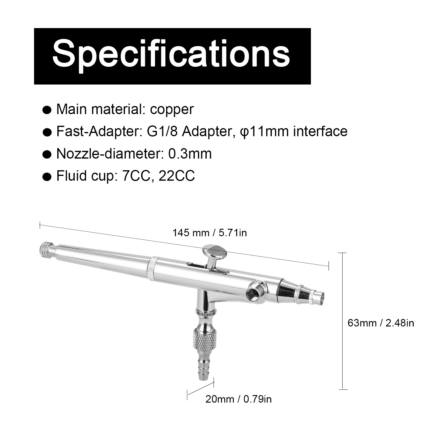 Description Picture 5 of itemProfessional T134 Airbrush Set for Model Making Art Painting with G1/8 Adapter Wrench Dropper 2 Fluid Cups Paint Sprayer DIY