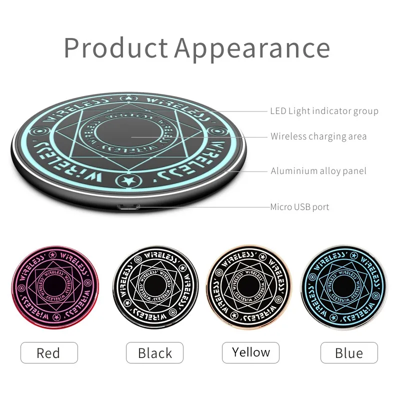 10W Fast Wireless Charger Magic circle For iPhone 12 11 11Pro Max Qi Fast Charging Pad for Samsung Iconic Brand Mi Huawei Fast Charger
