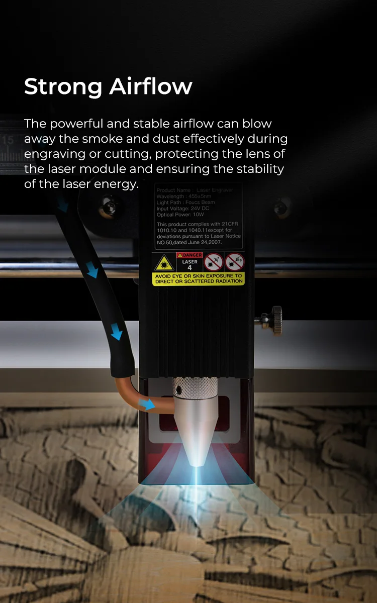 Description Picture 3 of itemCREALITY 3D New CR-Laser Falcon(10W) Air Assist Kit Upgrade Accessories Strong Airflow Blows Away Hot Soot Neat Work Low Noise