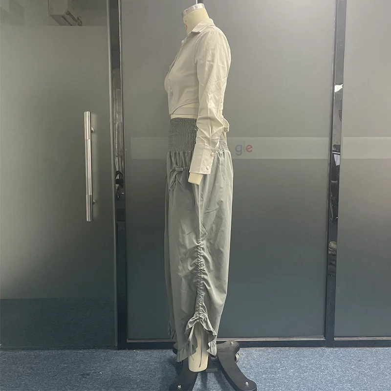 Description Picture 3 of itemSummer Dress Women Pants Shorts Jacket Ruffled Wide-leg Trousers Suit Two-piece Shirt Female 2023 Casual Fashion Suit Buttons