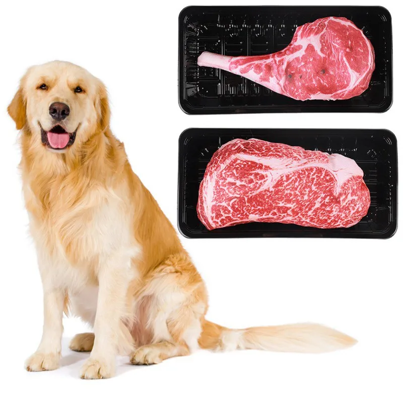 Description Picture 5 of item1PC Dog Chew Toys Dolls Artificial Steak Dog Squeaky Toy Plush Dog Toys Stuffed Dog Toy Puppy Molar Chew Squeeze Sound Toys